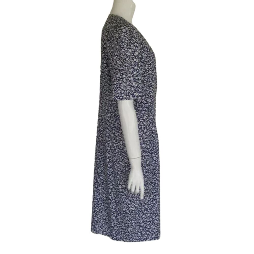 MS. BASIA Dress, VINTAGE 10, Blue Floral, Golden buttons, Short sleeve, Insert - Picture 7 of 14